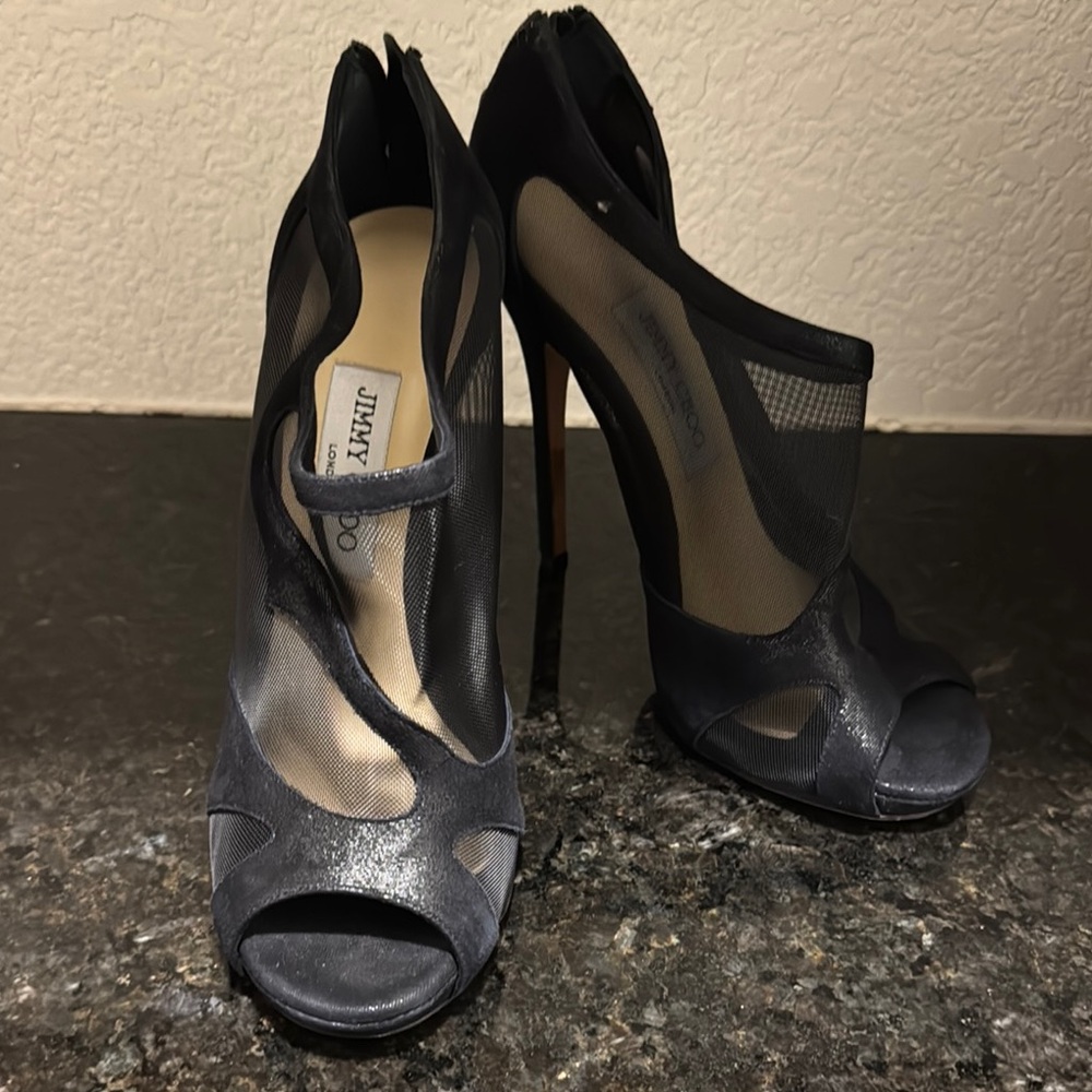 Jimmy Choo Black Mesh Sophisticated Stiletto